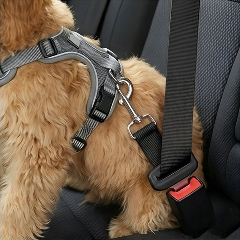 Adjustable Black Pet Car Seat Belt – Safety Harness for Dogs & Cats