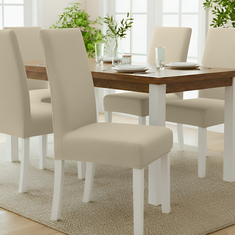 Anyseat Beige Corn Waterproof Chair Cover – Corn Kernel Pattern Stretch Slipcover for Dining Room