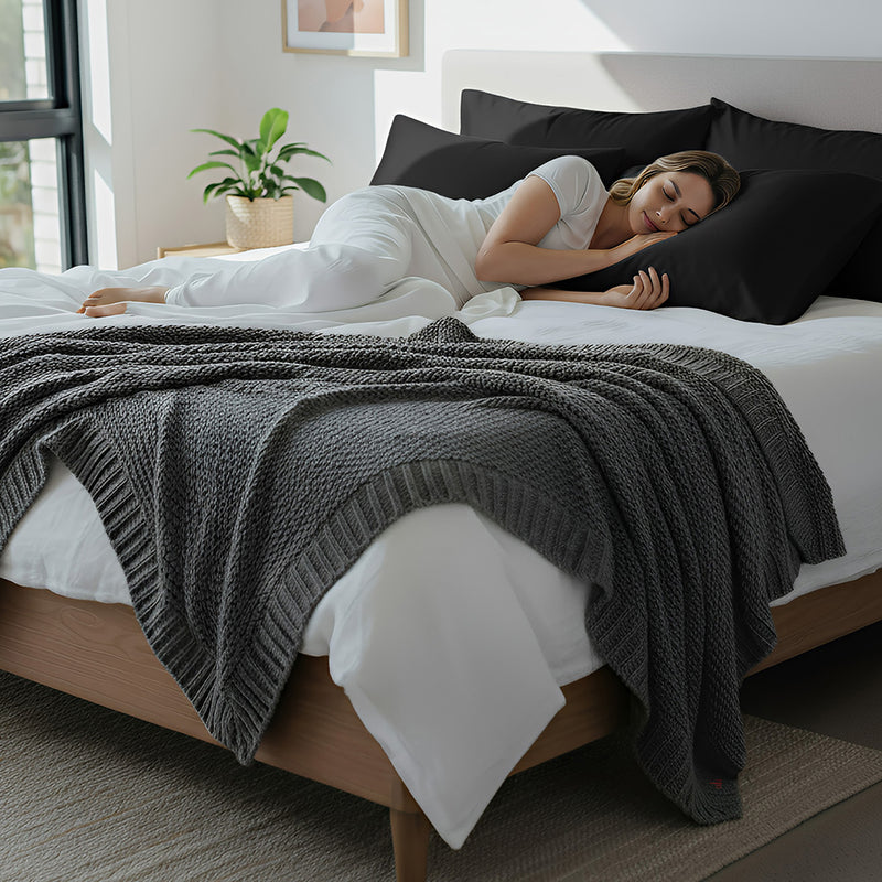 ANYHOUZ Pillowcase Black Luxury Soft Natural Mulberry Silky Two Sided Satin Cover