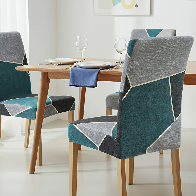 Anyseat Chair Cover Blue Green Geometric Design Elastic Slipcover Dining Decor