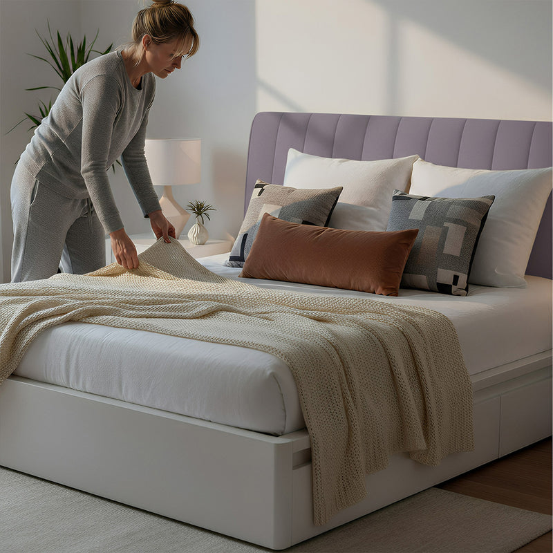 Anycozy Headboard Cover Light Gray Short Plush Super Soft Smooth Quilted Velvet Bed Back Dust Protector Cover 100x70cm