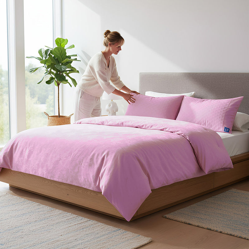 ANYHOUZ Duvet Cover Purple Ultra Soft Cotton Quilt Bed Comforter 1500G