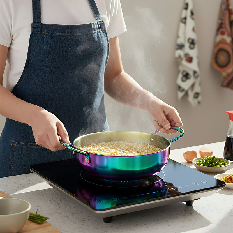 Anygleam Stock Pot Rainbow no.0-L Stainless Steel HotPot Without Lid Single-Layer Cooking Soup Noodle Sea Food Home Kitchen Restaurant Tools
