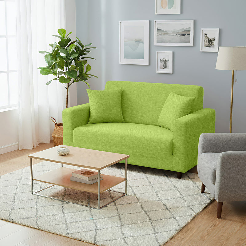 Anyhouz 2 Seater Sofa Cover Plain Apple Green Style and Protection For Living Room Sofa Chair Elastic Stretchable Slipcover