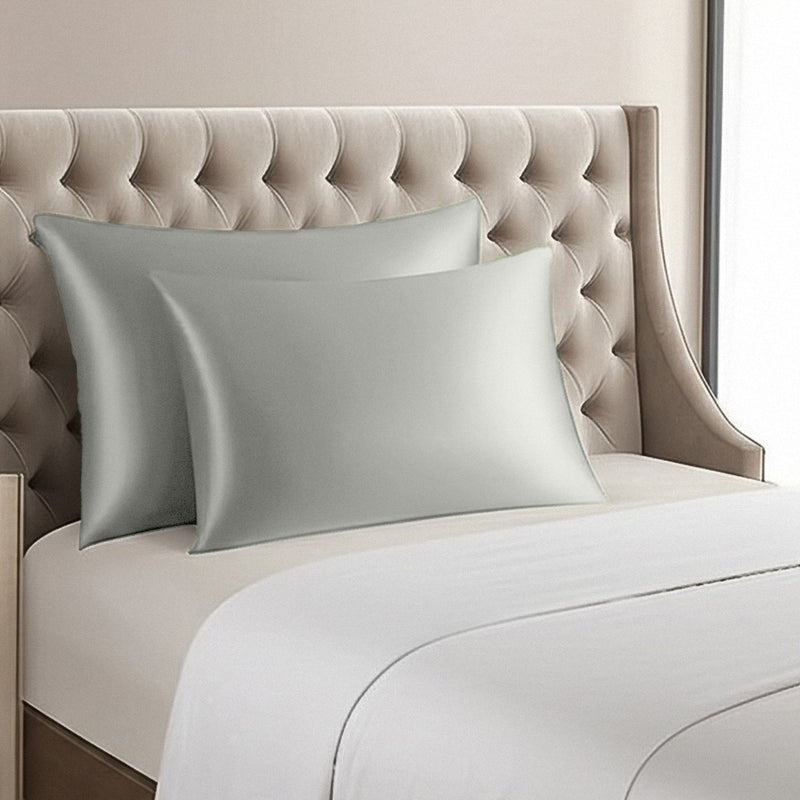 ANYHOUZ Pillowcase 50x75cm Light Gray Natural Mulberry Silk For Comfortable And Relaxing Home Bed