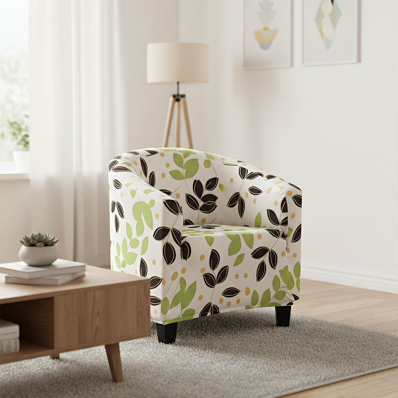 Anyseat White Leaf Chair Cover – Plain Dustproof Tub Slipcover for Home Décor