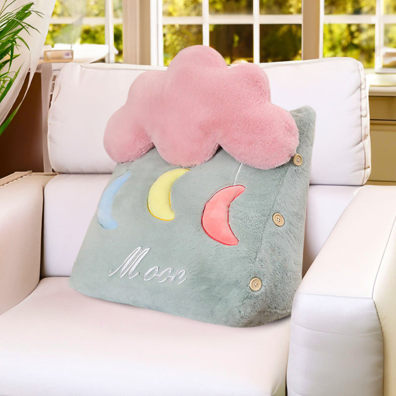 Anyseat Seat Cushion 2PC Green Cute Cloud Soft Leaning Lumbar Wedge Pillow Bedside Plush Home Decor