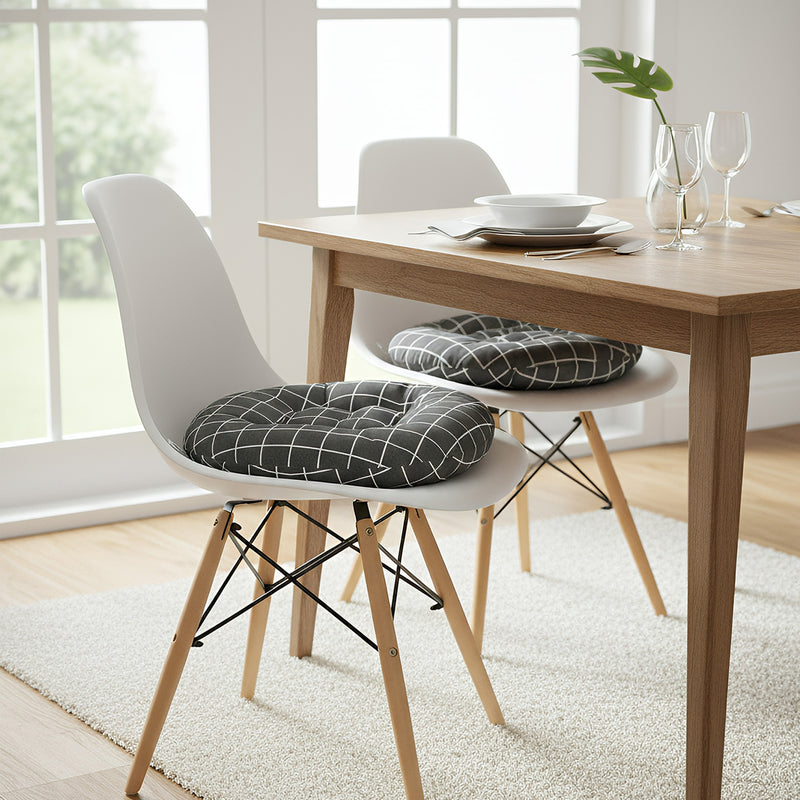 Anypillow Black Grid Pattern Chair Pad – Soft Seat Cushion