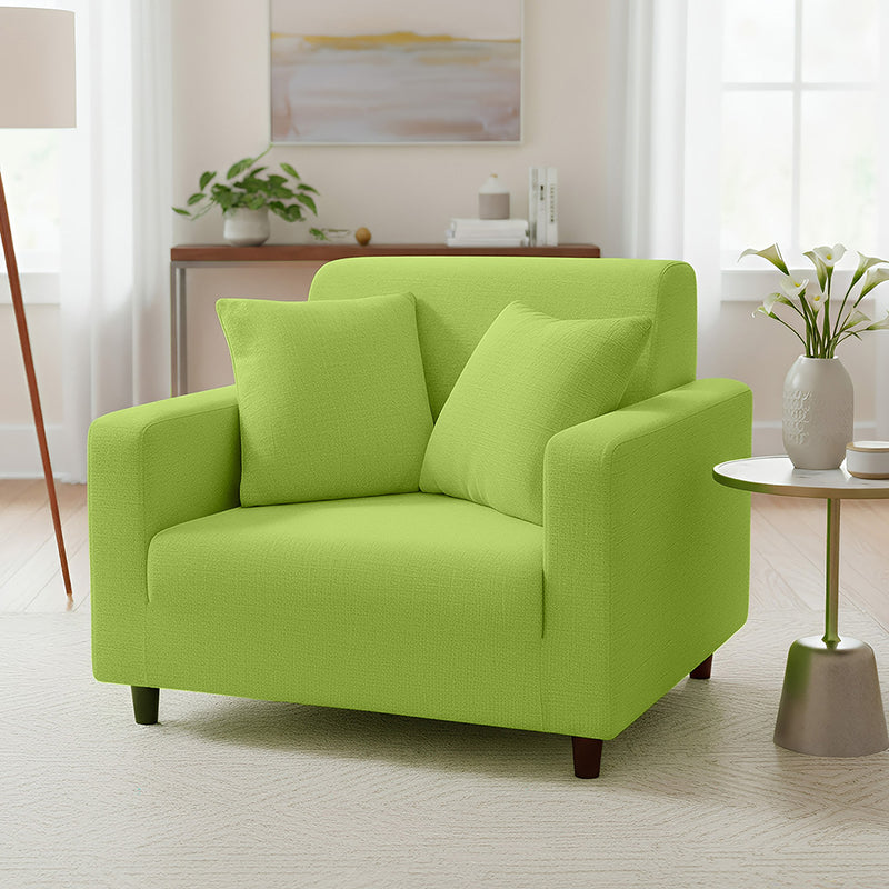 Anyhouz 1 Seater Sofa Cover Plain Apple Green Style and Protection For Living Room Sofa Chair Elastic Stretchable Slipcover