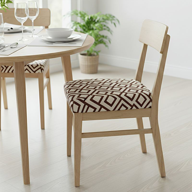 Anyseat Brown and Light Beige Print Chair Cover – Stretch Washable Removable Seat Cover for Dining & Kitchen