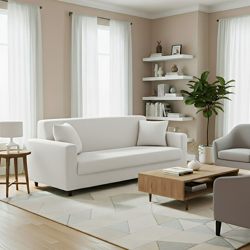 Anyseat 3-Seater Sofa Cover – Plain White Style Slipcover for Living Room Chair Protection