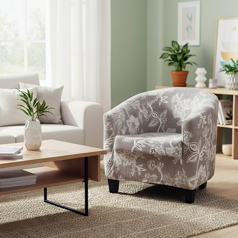 Anyseat Light Gray Bohemian Chair Cover – Plain Dustproof Tub Slipcover for Home Décor