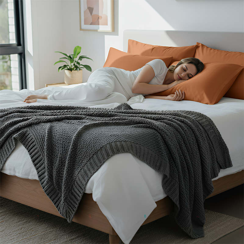 ANYHOUZ Pillowcase Orange Luxury Soft Natural Mulberry Silky Two Sided Satin Cover