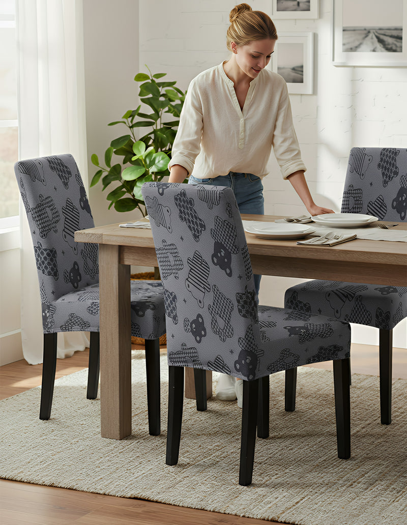 Anyseat Dark Grey Knitted Chair Cover – Elastic Anti‑Dirt Design for Dining, Kitchen, Wedding, Hotel & Banquet Use