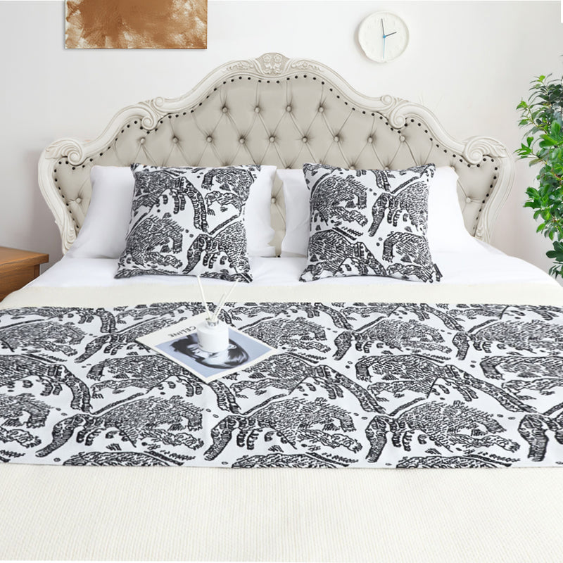 1.5m Light Black Luxury Mottled Bed Vintage Scarf Runner Bedding Tail Pad Flag For Home Hotel 3Pcs Set