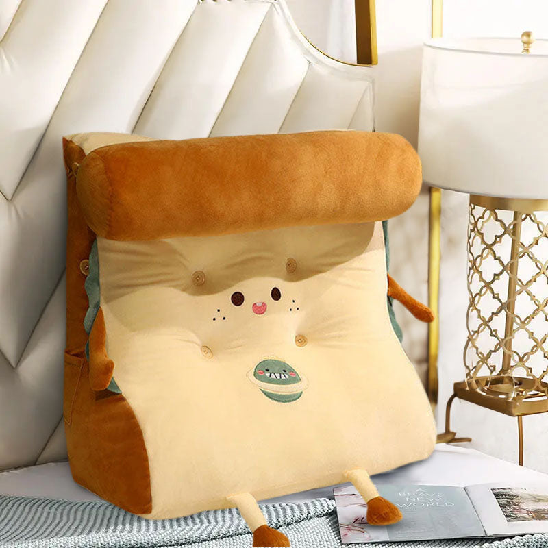 Anyseat Seat Cushion 2PC Cute Face Toast Bread Wedge Stuffed Plush Cartoon Back Support Pillow Home Decor