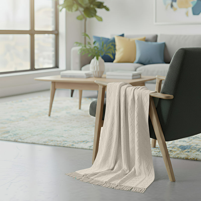 Anycozy White Faux Cashmere Throw Blanket Sofa Cover 150x230cm