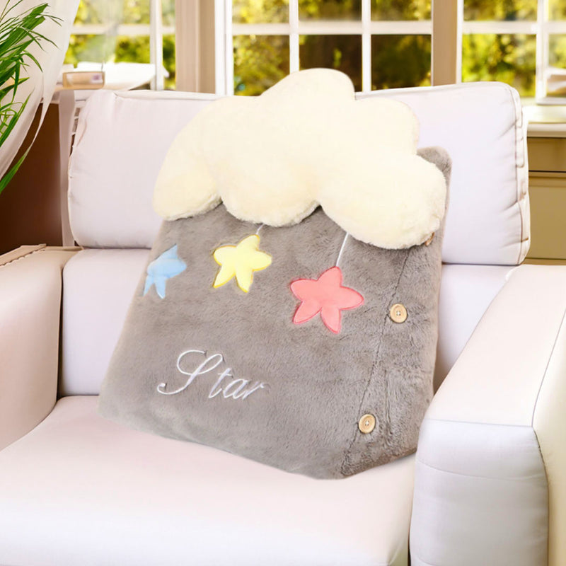 Anyseat Seat Cushion Grey Cute Star Cloud Soft Leaning Lumbar Wedge Pillow Bedside Plush Home Decor