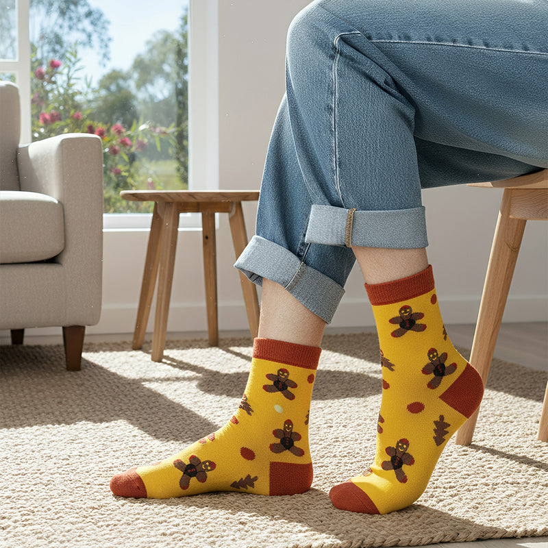 Anyfootwear 3 Pairs Women’s Seasonal Cotton Socks Funny Gift Party Multi Color