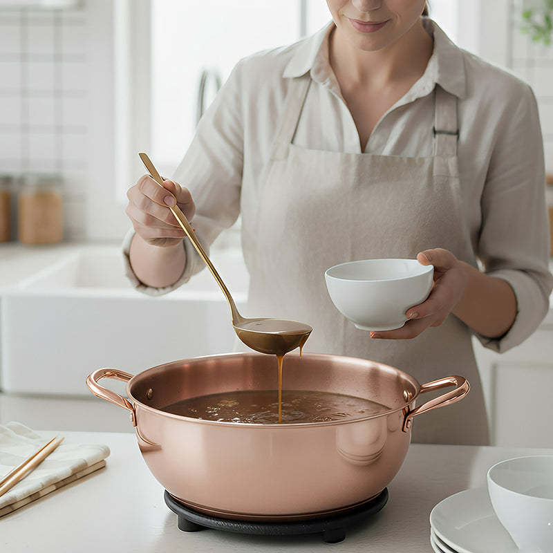 ANYGLEAM Stock Pot Rose Gold Stainless Steel Home Restaurant Cooking Tool Single-Layer Compatible Soup Kitchen Utensils