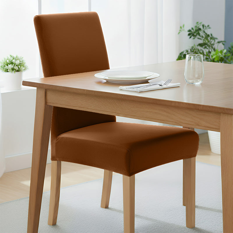 Anyseat Camel Velvet Dining Chair Cover – Plush Stretchable Slipcover for Kitchen & Dining Room Chairs