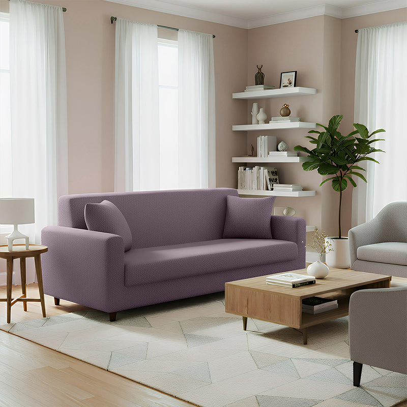 Anyseat 3-Seater Sofa Cover – Plain Purple Style Slipcover for Living Room Chair Protection