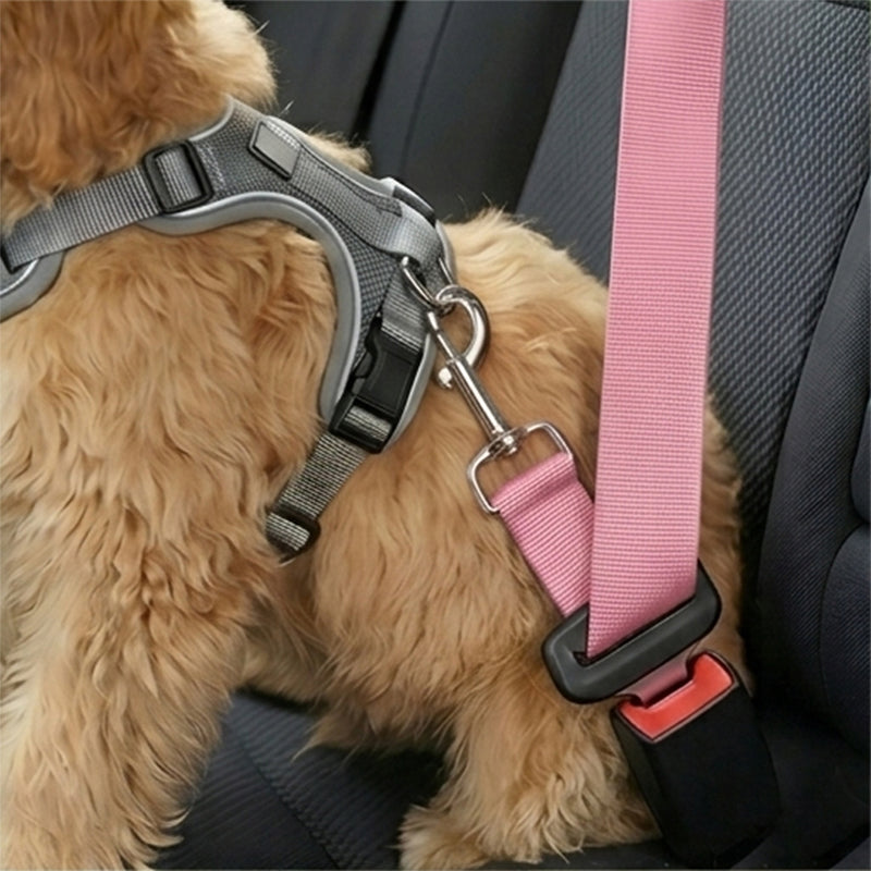 Adjustable Pink Pet Car Seat Belt – Safety Harness for Dogs & Cats
