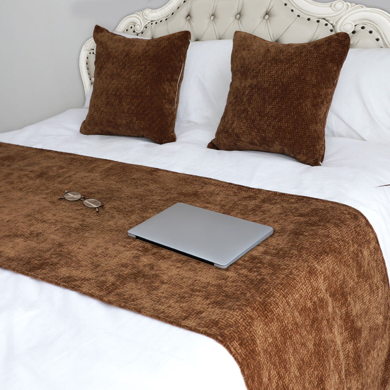 70cm Chocolate Bed Wabi-sabi Elegant Japanese Style for Bed 3Pcs Set