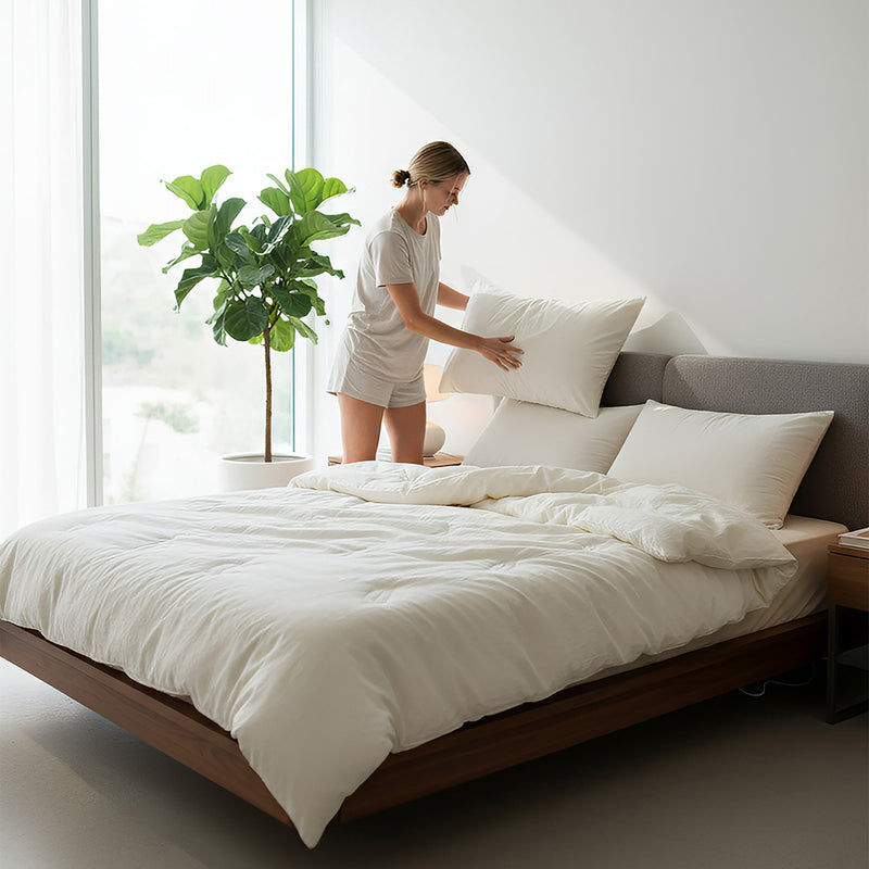 ANYHOUZ Duvet Cover Beige Quilted Ultra Soft Bed Comforter 150X200cm