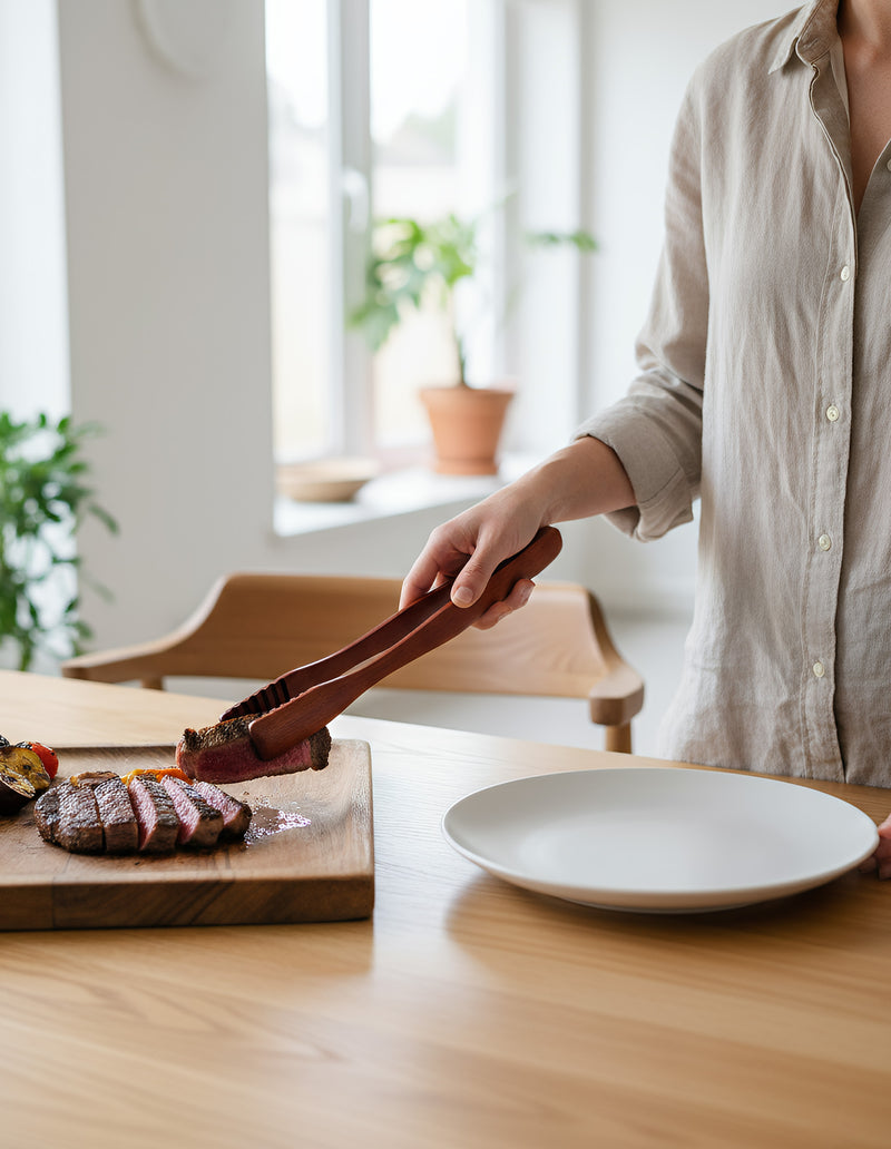 Anygleam Brown Wooden Creative Tong Food Kitchen Tableware