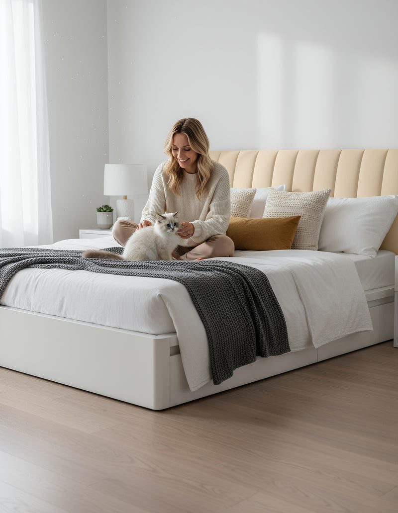 Anycozy Headboard Cover Off White Short Plush Super Soft Smooth Quilted Velvet Bed Back Dust Protector Cover 160x70cm