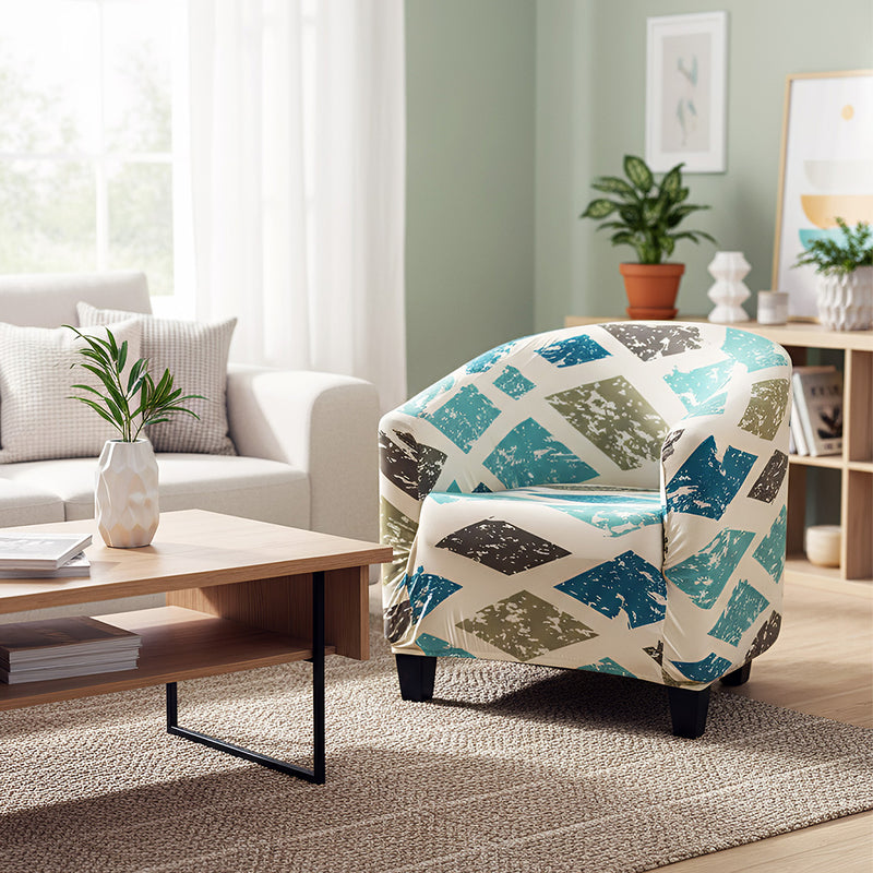 Anyseat Multicolor Diamond Print Chair Cover – Plain Dustproof Tub Slipcover for Home Décor