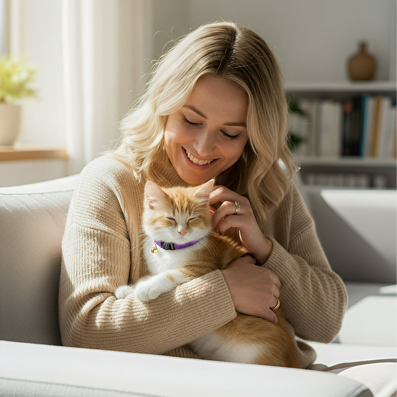 ANYWAGS Cat Collar Dark Purple Large with Safety Buckle, Bell, and Durable Strap Stylish and Comfortable Pet Accessory