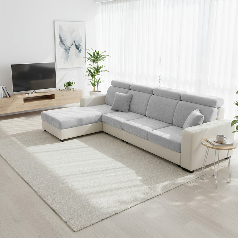 Anyseat L‑Shape Sofa Cover Light Gray Chenille Polyester Thick Stretchable Cushion Protector for Living Room (Small Size)