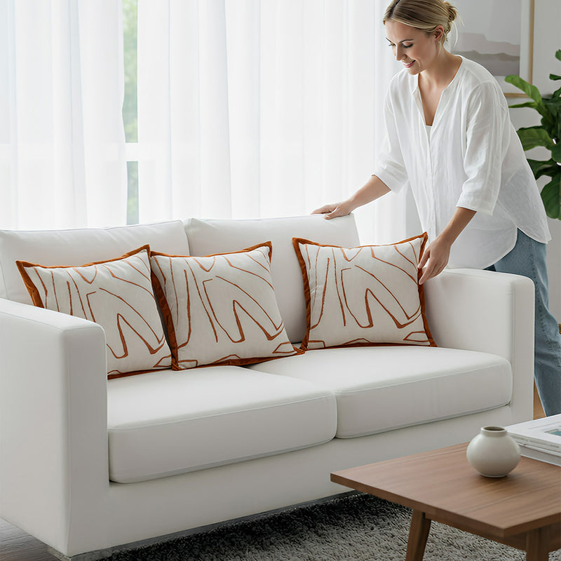 Anypillow White with Orange Abstract Line Decorative Cushion Cover – Soft Throw Pillowcase for Sofa & Bed