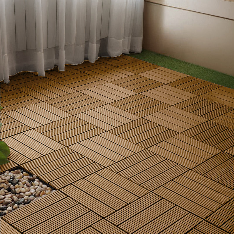 Decking Tiles Coffee 2 Set of 11 PCS DIY Wooden Composite Garden Outdoor Backyard Flooring Home Decor