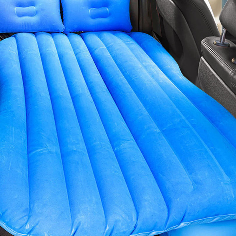 Anypack Blue Stripe Inflatable Car Mattress Portable Camping Rest Air Bed Travel Compact Sleeping Kit Essentials