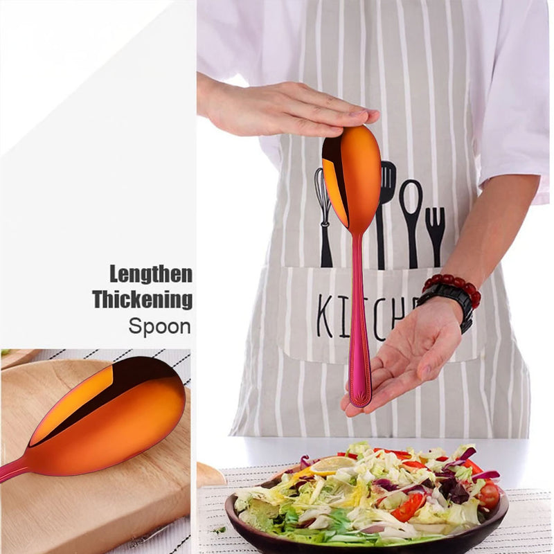 Anygleam Red Giant Spoon & Fork Set – 2-Piece Stainless Steel