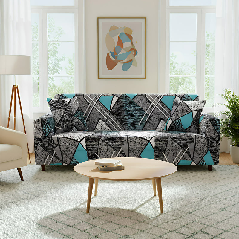 Anyseat 3-Seater Sofa Cover – Dark Grey Geometric Style Slipcover for Living Room Chair Protection
