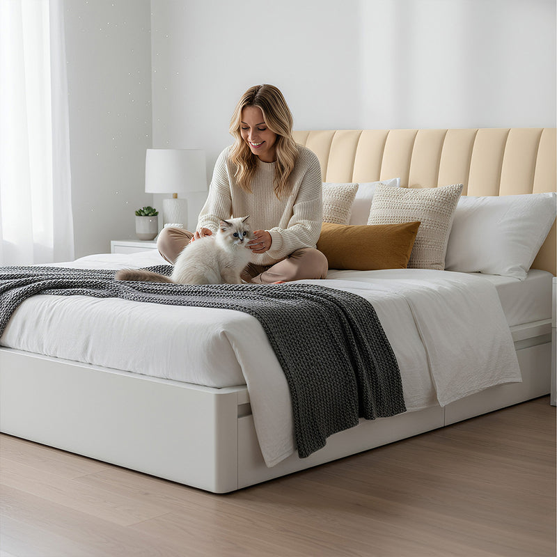 Anycozy Headboard Cover Off White Short Plush Super Soft Smooth Quilted Velvet Bed Back Dust Protector Cover 160x70cm