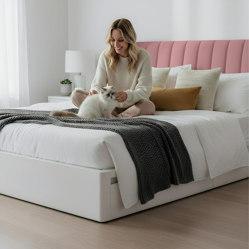 Anycozy Headboard Cover Pink Short Plush Super Soft Smooth Quilted Velvet Bed Back Dust Protector Cover 150x70cm