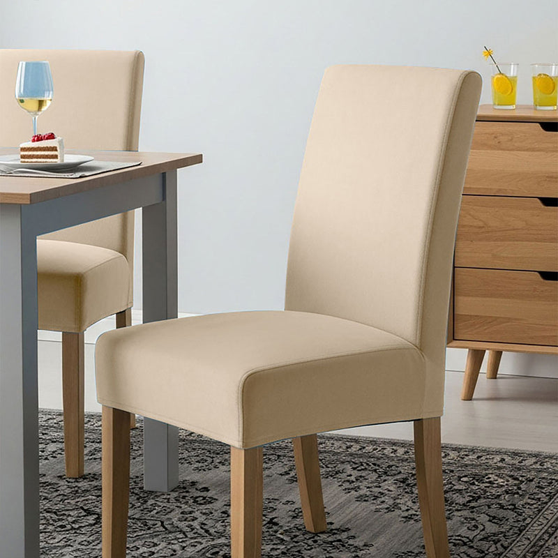 Anyseat Light Beige Velvet Dining Chair Cover – Plush Stretchable Slipcover for Kitchen & Dining Room Chairs