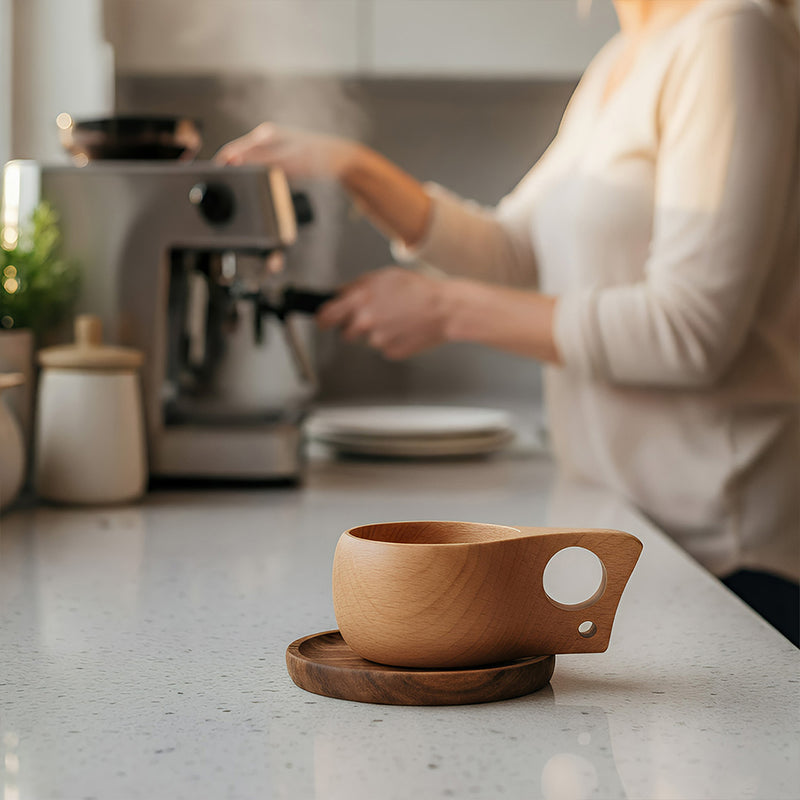 Anygleam Brown Style 2 Wooden Cup Coffee Mug Kitchen Tools Accessories