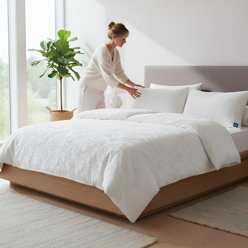 ANYHOUZ Duvet Cover White Ultra Soft Cotton Quilt Bed Comforter 3000G