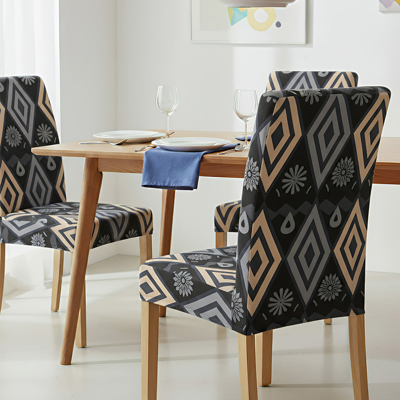 Anyseat Black Pattern Print Elastic Chair Cover – Plain Dining Slipcover & Home Décor