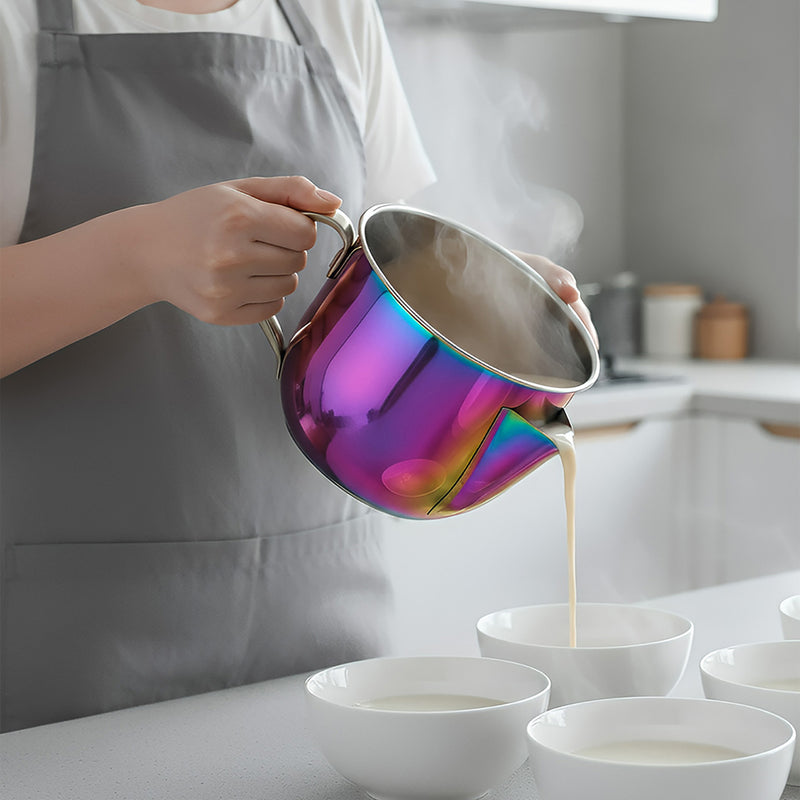 Anygleam Rainbow Stainless Steel Separator Pot 1000ML – Golden Oil Filter Bowl for Soup, Gravy, Water & Fat Removal Kitchen Tool