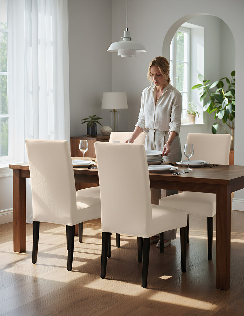 Anyseat Ivory Chair Cover – Waterproof Elastic Slipcover with Anti‑Dirt Protection for Dining Room, Kitchen, Wedding, Hotel, Banquet & Restaurant