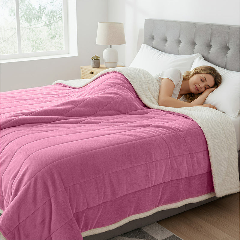 Anycozy Light Pink Coral Fleece Blanket Warm 3-Layer Flannel 120x200cm