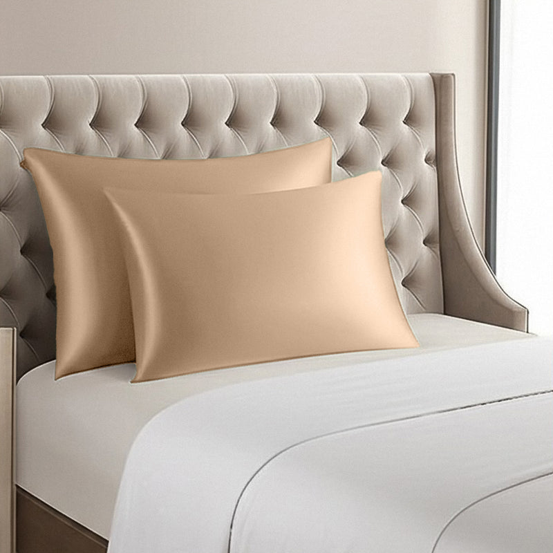 Anypillow Mulberry Silk Pillowcase Set 50x90cm – Gold with Eye Mask, Luxury Soft Silk Bedding
