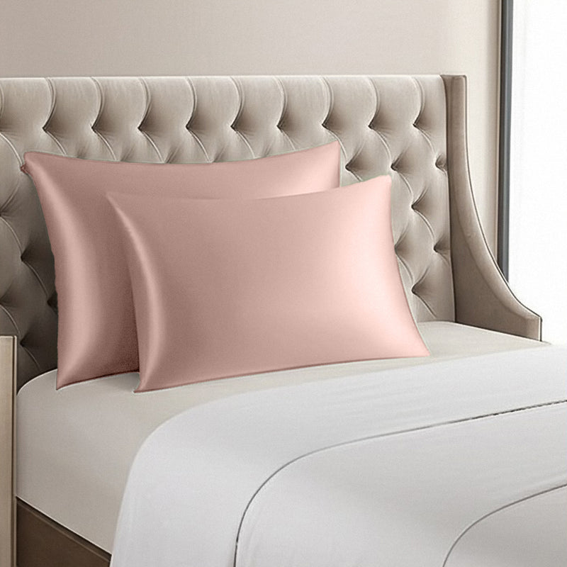 ANYHOUZ Pillowcase 50x90cm Pink Set with Eye Mask Natural Mulberry Silk for Comfortable and Relaxing Home Bed